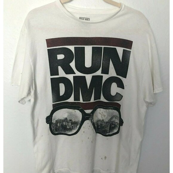 RUN DMC Graphic Print Distressed Band T Shirt - Picture 1 of 7